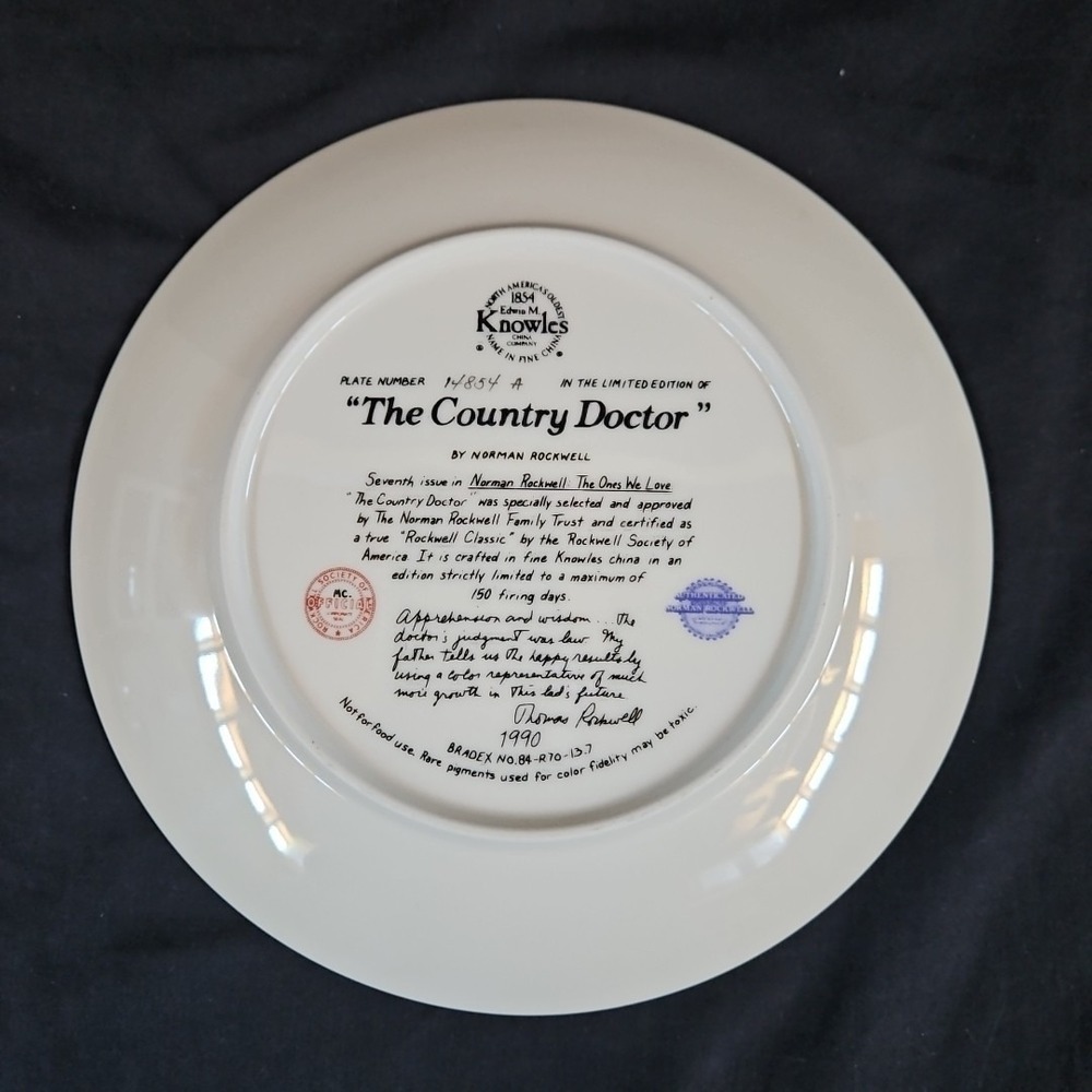 Vintage Norman Rockwell "The Country Doctor"‎ Decorative Plate 8.5" Knowles 1990 - Picture 4 of 7